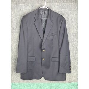 Mens‎ Chaps 44L Navy Blue Wool Blend Blazer Jacket Gold Buttons Classic Business